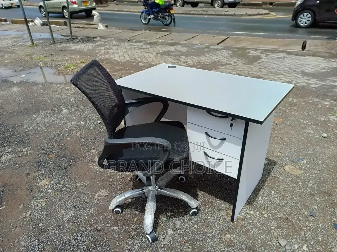 Compact Office Desk and Meshback Chair