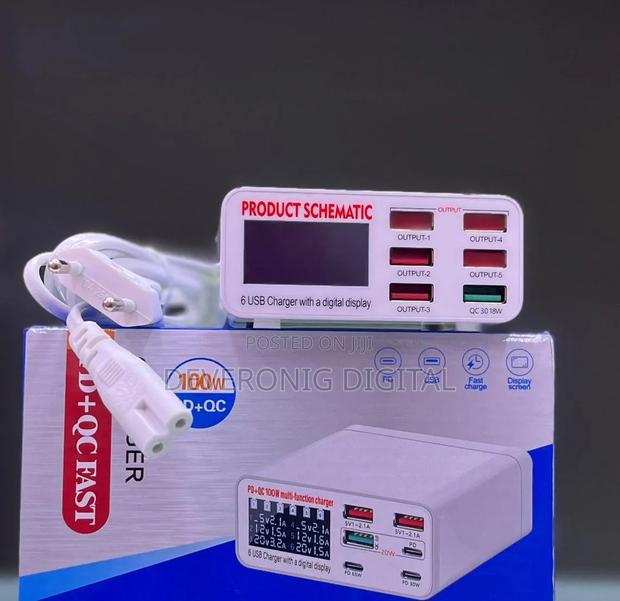 100w Power Adapter With 6 Usb Ports - thumbnail 2