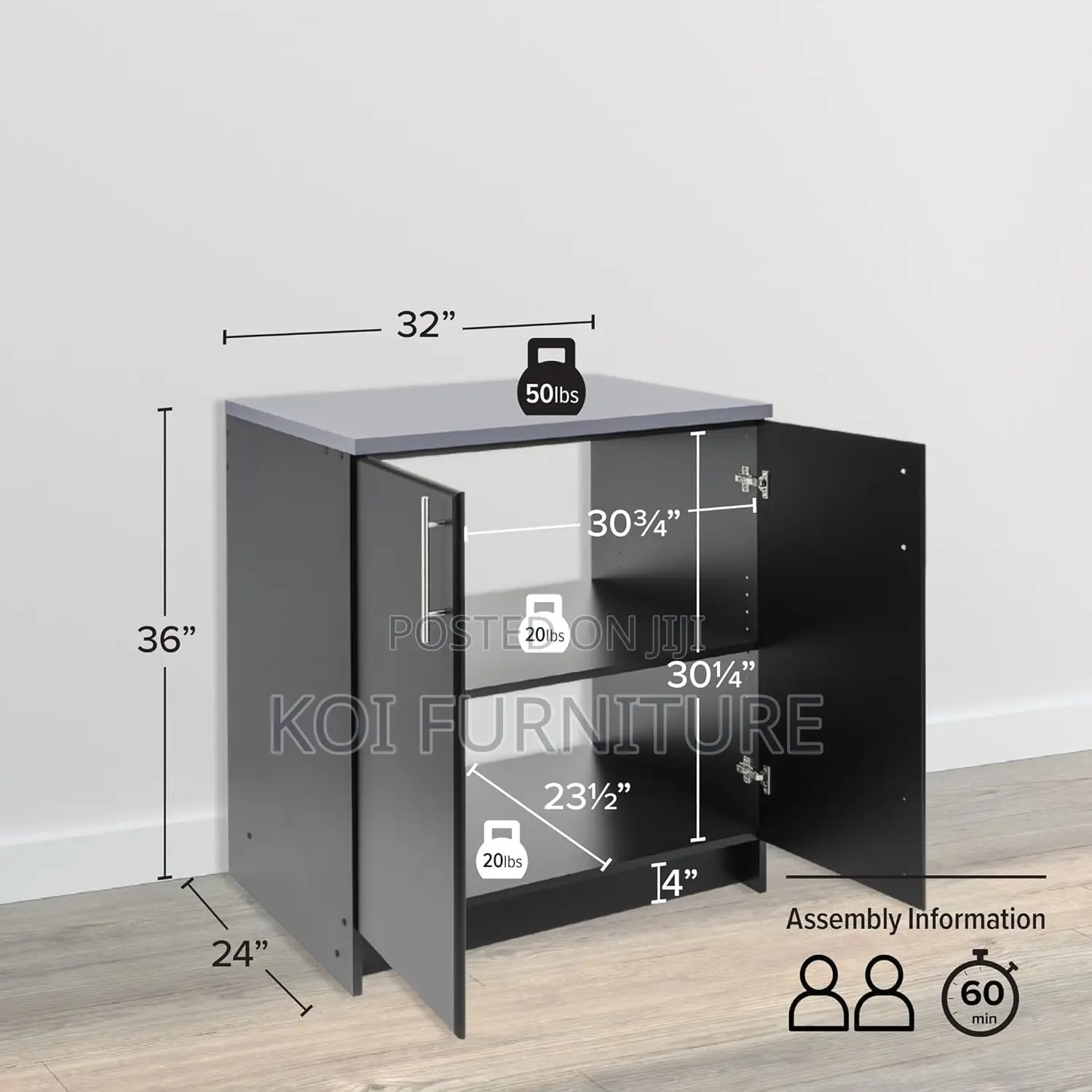 Office Cabinet; Two Doors Wooden Executive Filing Credenza Cabinet