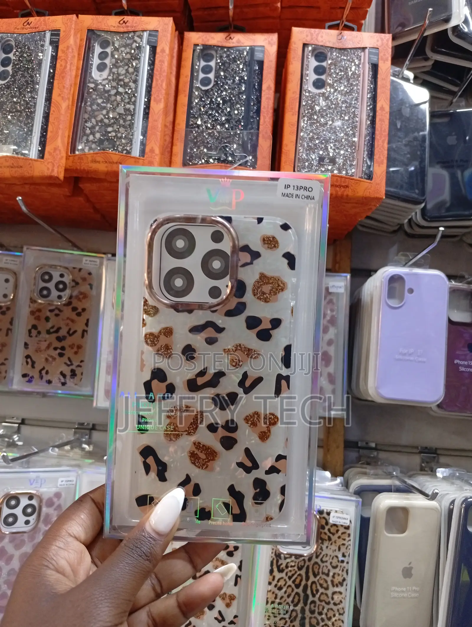 Leopard-Print Protective Phone Case Designed for the iPhone 13 Pro.