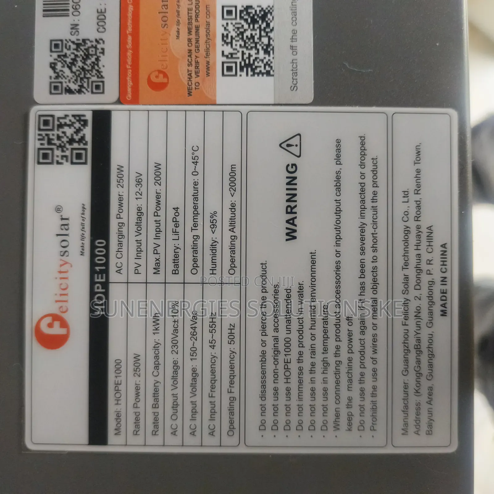 1kwh 250w Felecity Power Station