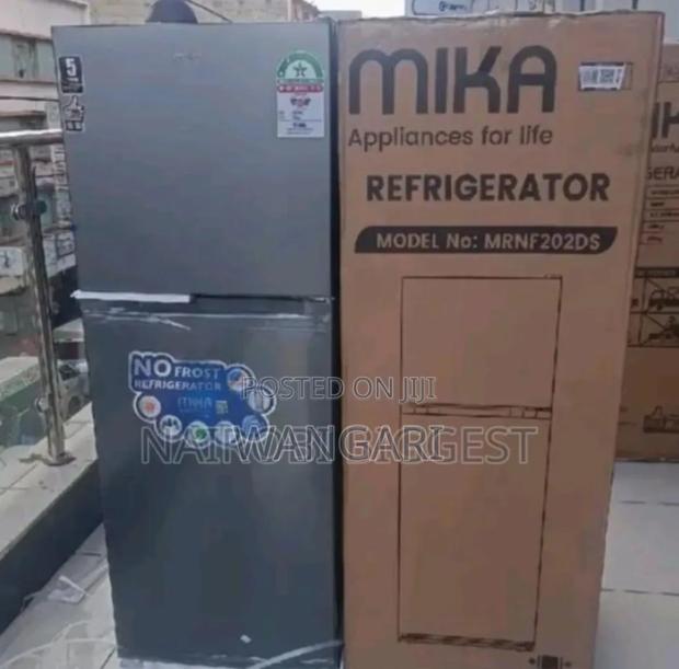 Grey Double Door Fridge. Mika 202litres Fridge. New One