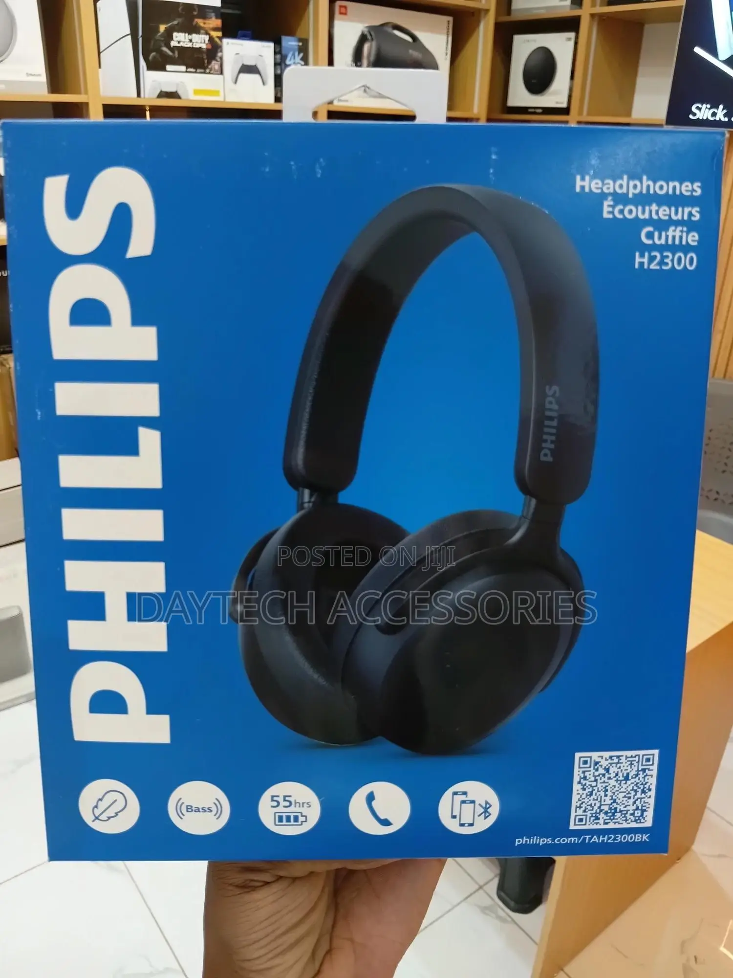 The Philips Tah2300 Over-Ear Wireless Headphones.