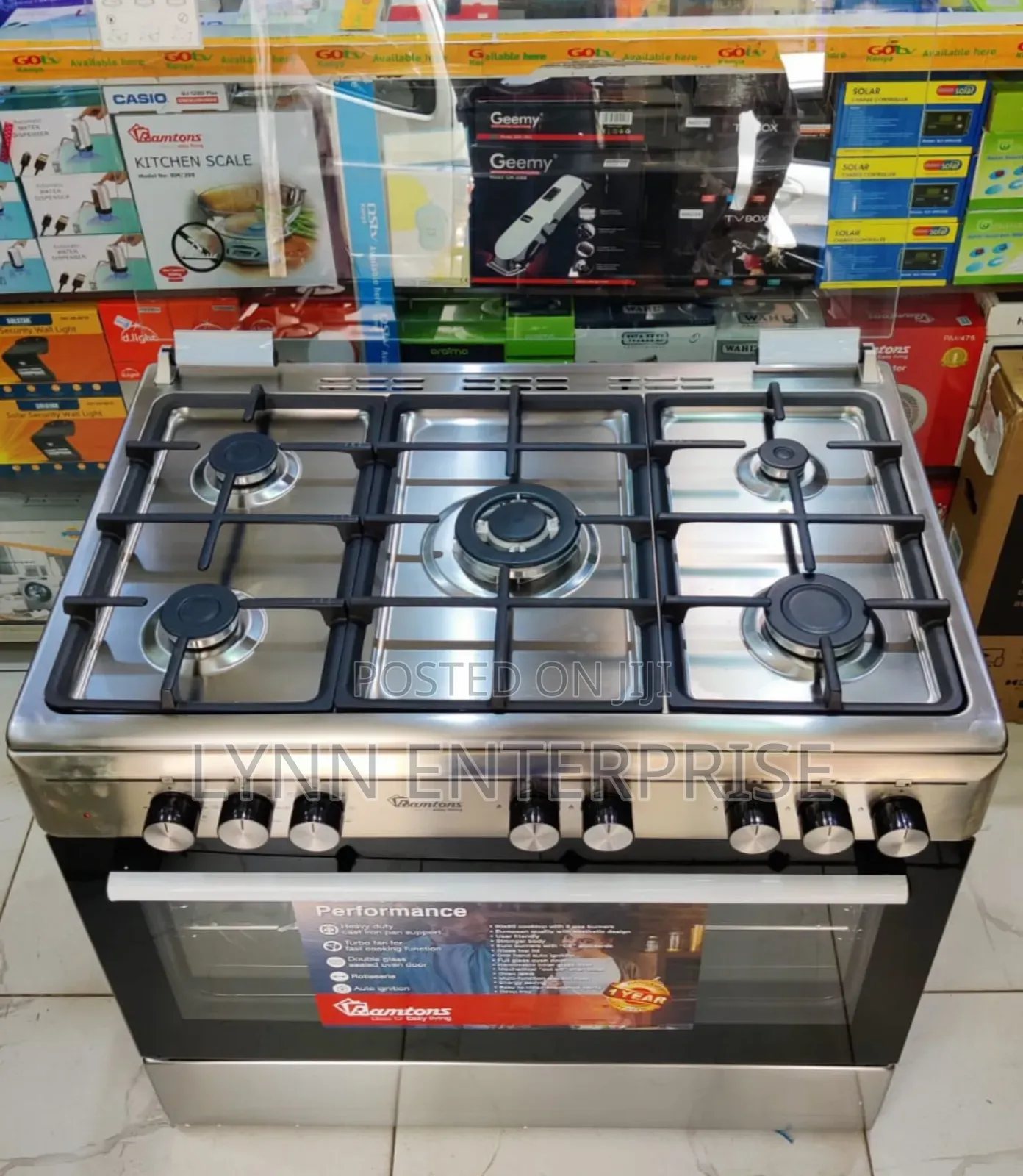 *Ramtons Silver Cooker 5gas 90x60 Inox Cooker-