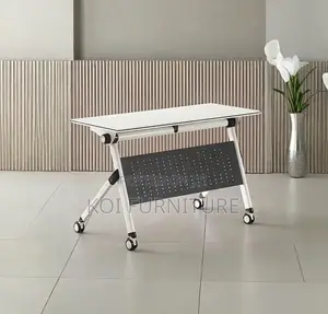 Office Table; White Office Meeting Writing Foldable Mobile Desk