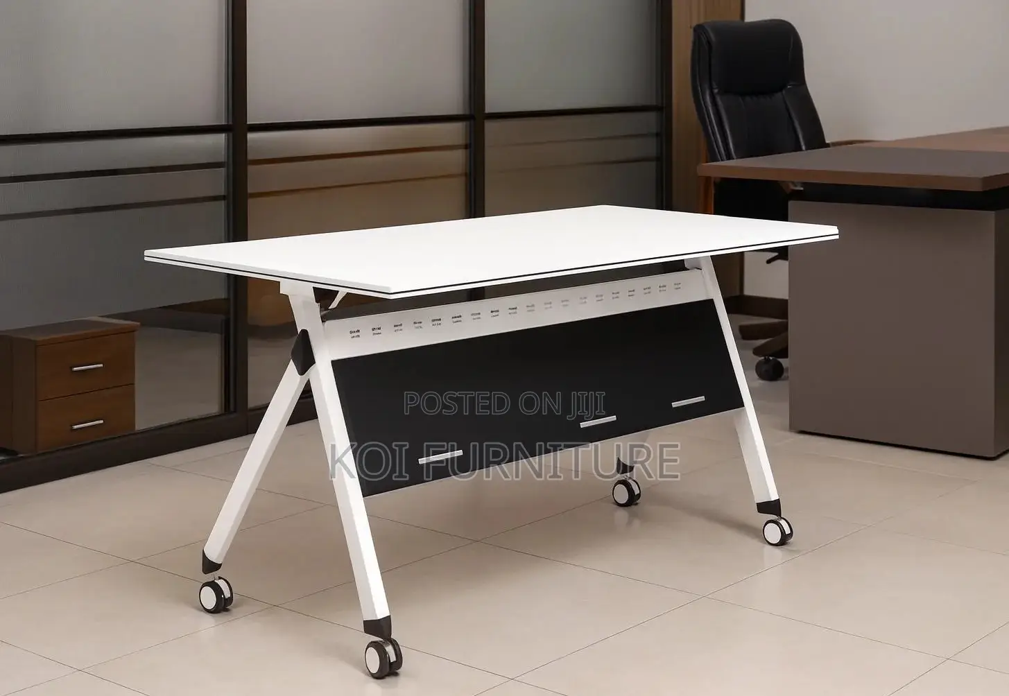 Office Table; White Office Meeting Writing Foldable Mobile Desk