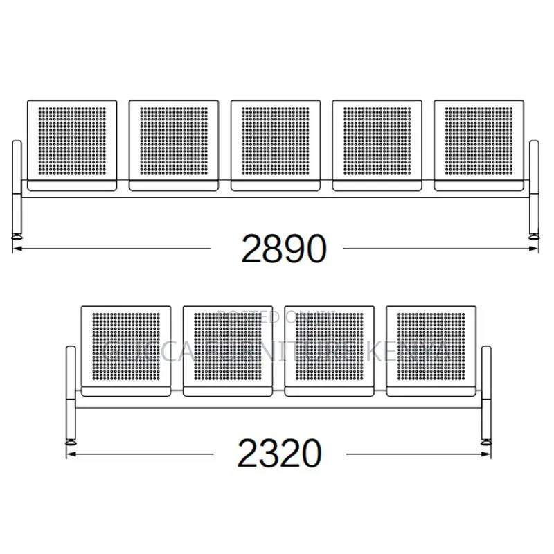 Heavy Duty Full Steel Waiting Bench With Armrest