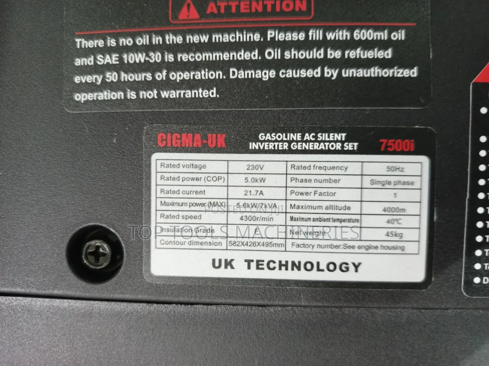 Cigma Uk 7kva/5.6kw Silent Inverter Generator