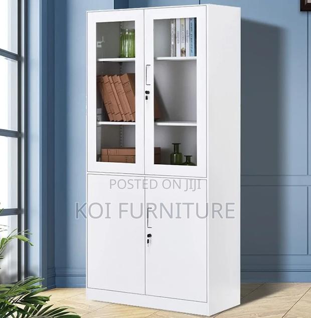 Office Cabinet; Two Doors Gray Executive Storage Solution Cabinet - thumbnail 3