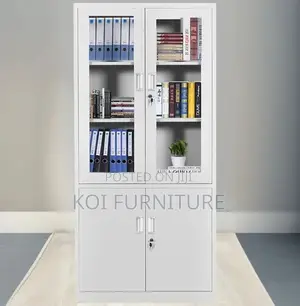 Office Cabinet; Two Doors Gray Executive Storage Solution Cabinet