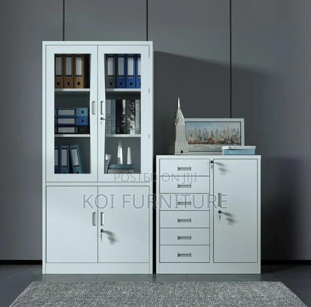Office Cabinet; Two Doors Gray Executive Storage Solution Cabinet - thumbnail 5