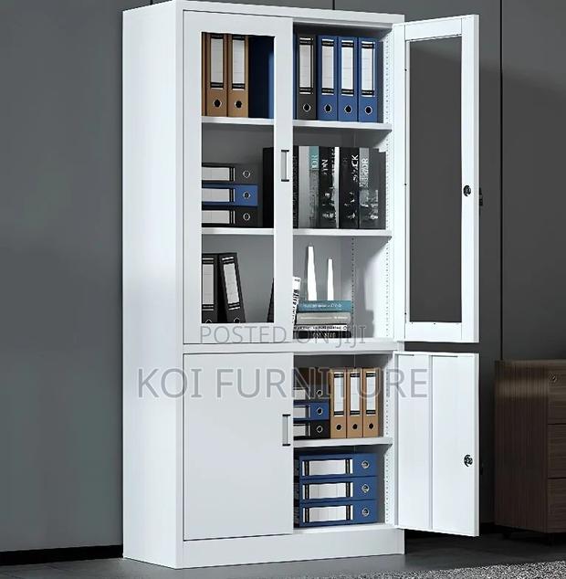 Office Cabinet; Two Doors Gray Executive Storage Solution Cabinet - thumbnail 7