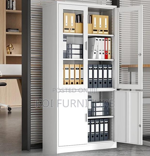 Office Cabinet; Two Doors Gray Executive Storage Solution Cabinet - thumbnail 9