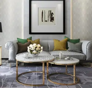 Coffee Table; Marble Top Selection Round Dual Coffee Table