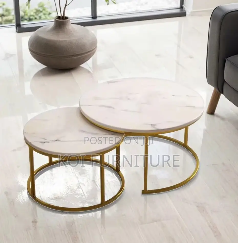 Coffee Table; Marble Top Selection Round Dual Coffee Table
