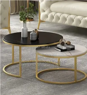 Coffee Table; Marble Top Selection Round Dual Coffee Table