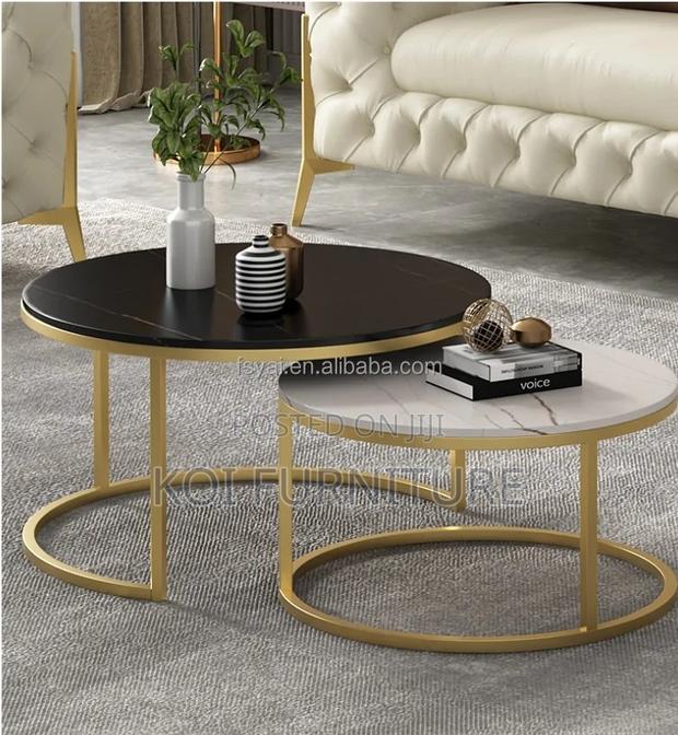 Coffee Table; Marble Top Selection Round Dual Coffee Table - thumbnail 5