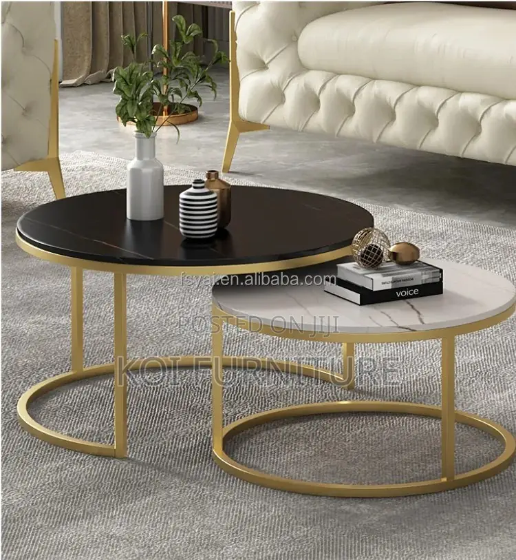 Coffee Table; Marble Top Selection Round Dual Coffee Table
