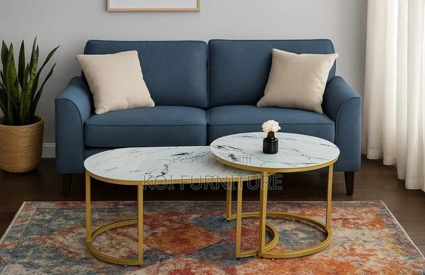 Coffee Table; Marble Top Selection Round Dual Coffee Table - thumbnail 6