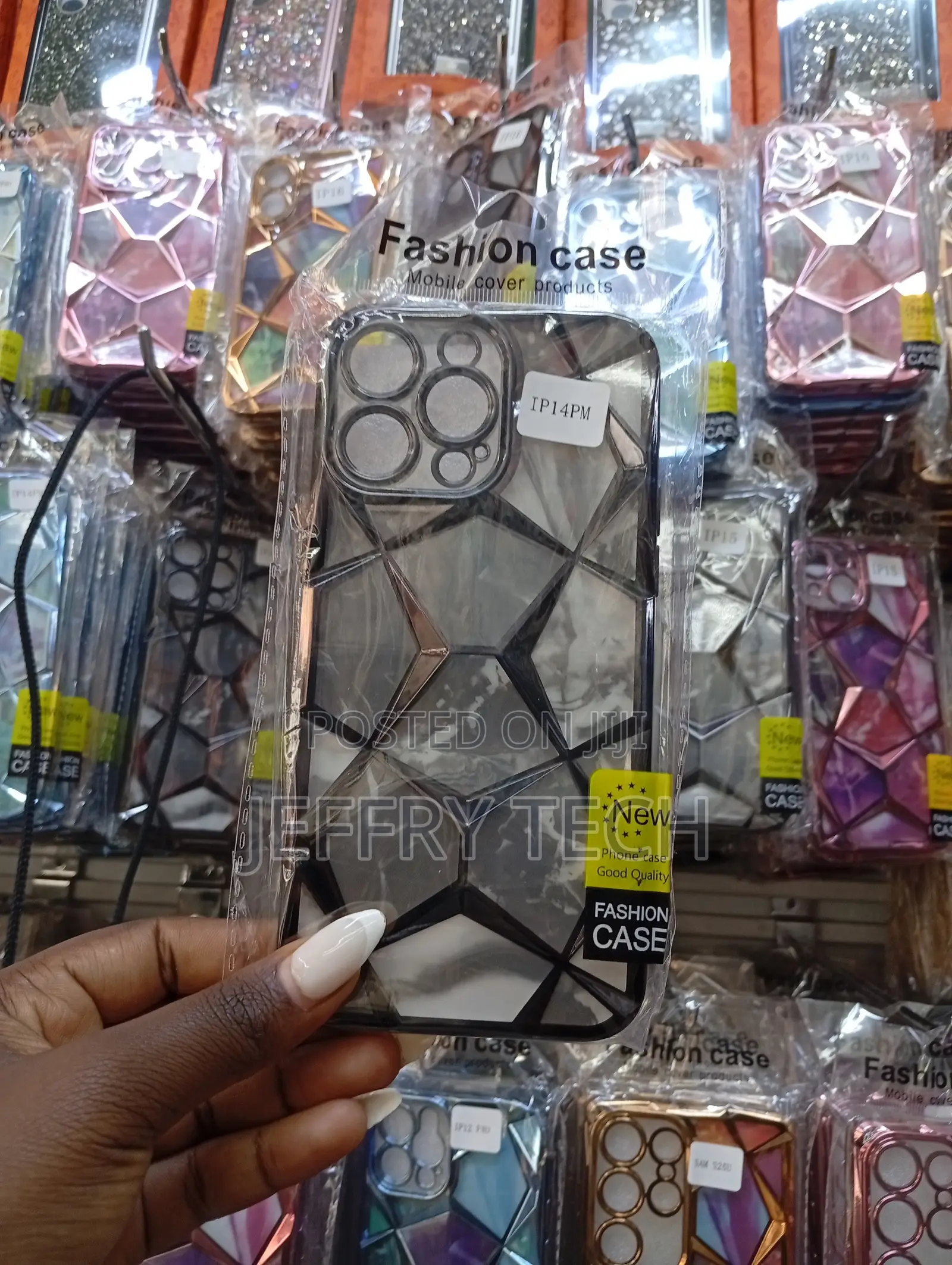 Geometric Marble Diamond Look Cover for iPhone 14 Pro Max.