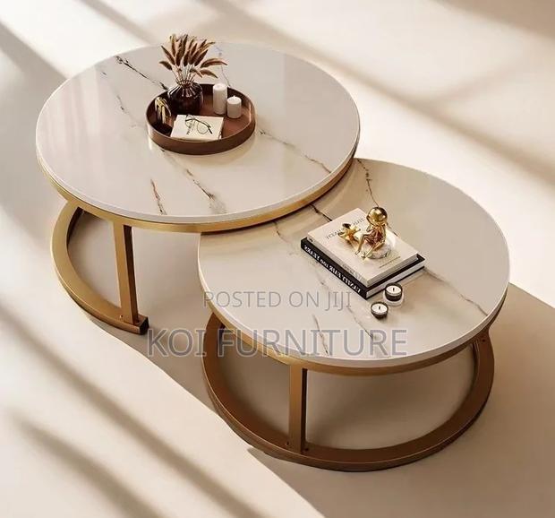 Coffee Table; Round Marble Executive Nesting Table - thumbnail 2