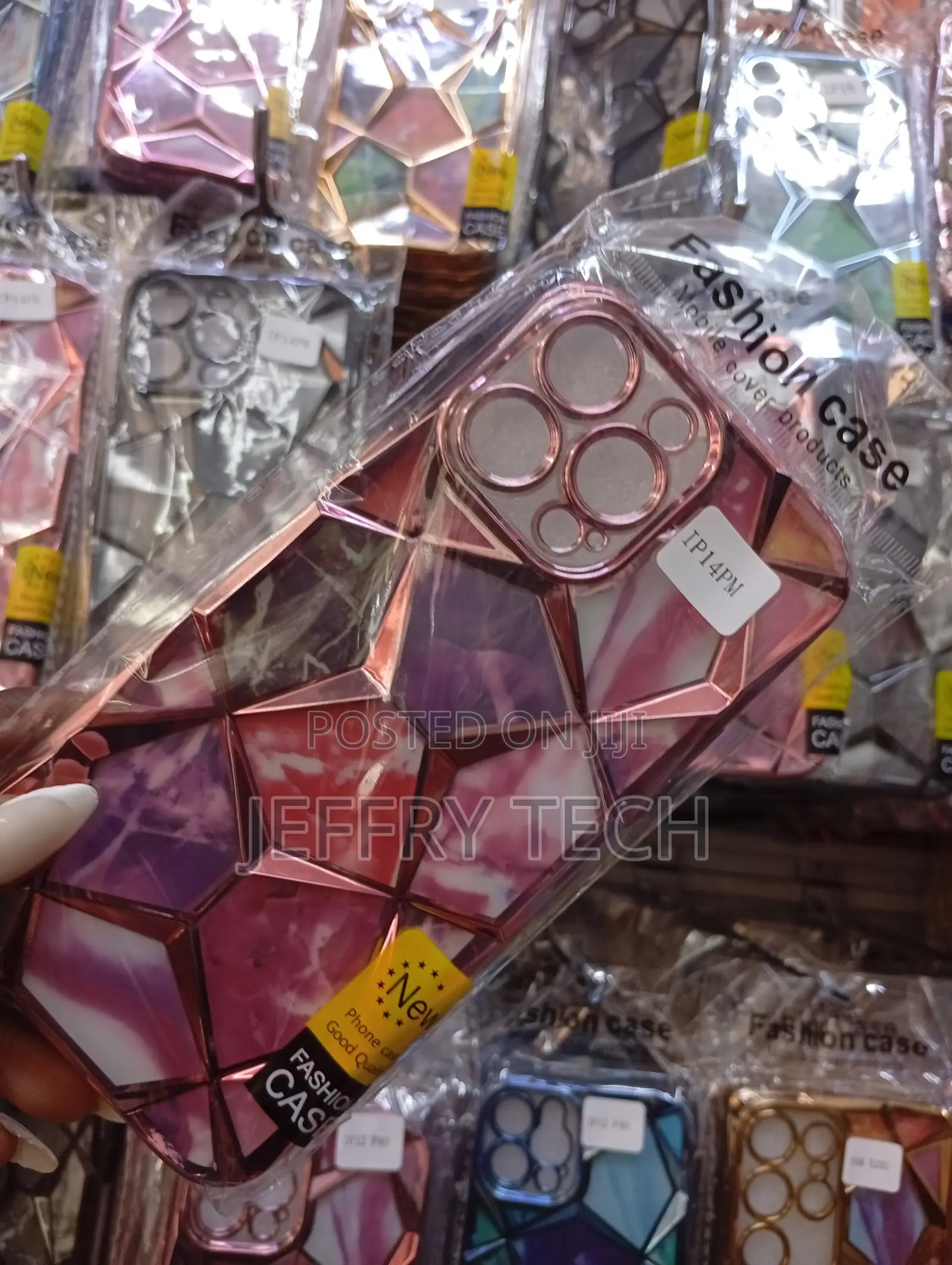 Marble Design Diamond-Patterned Phone Case for an iPhone 14 Pro Max.