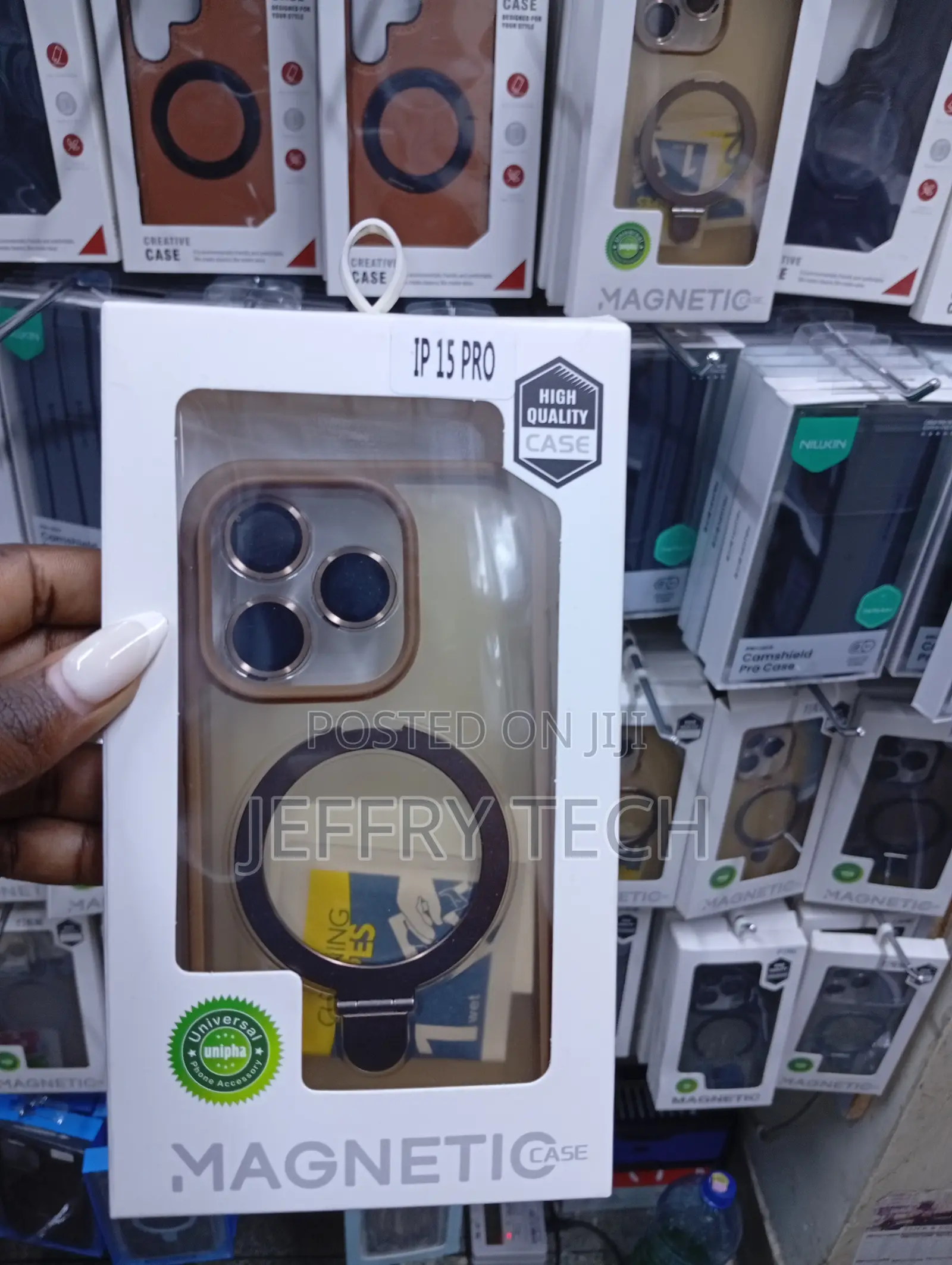 Translucent Magnetic Case Designed for the iPhone 15 Pro.