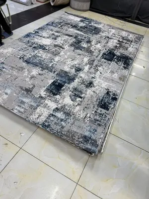 Black, Grey, and Cream Abstract Designer Rug