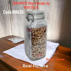 Bon Appetit Glass Storage Jar With Clip Square Air-Tight 2ltrs