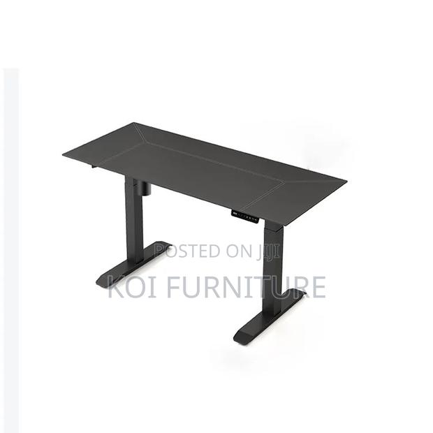 Office Desk; Adjustable Brown Top Home Office Motor Desktop Table - thumbnail 2