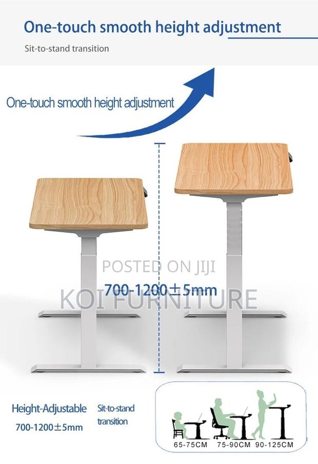 Office Desk; Adjustable Brown Top Home Office Motor Desktop Table - thumbnail 7