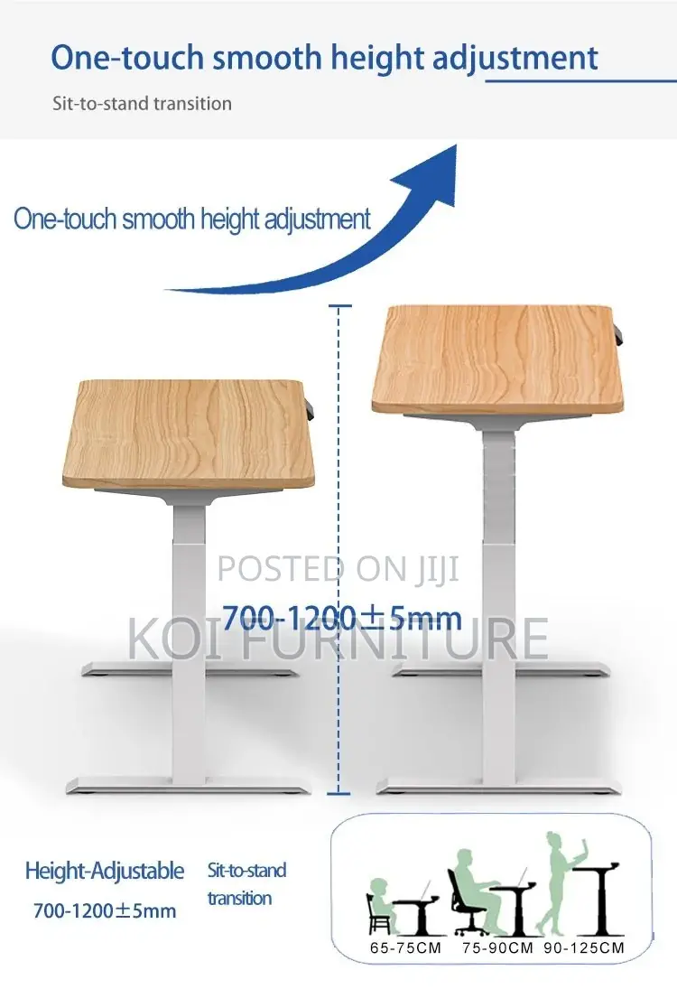 Office Desk; Adjustable Brown Top Home Office Motor Desktop Table