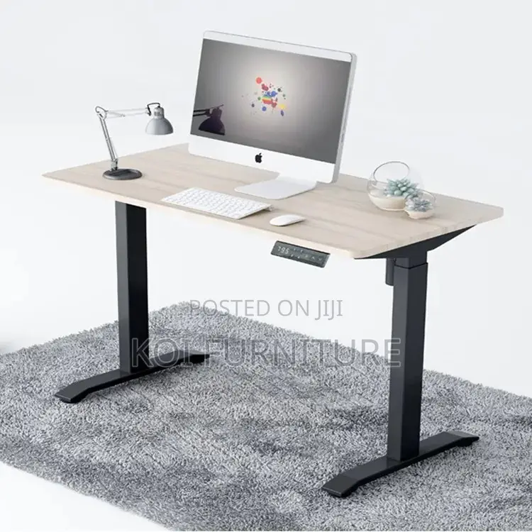 Office Desk; Adjustable Brown Top Home Office Motor Desktop Table