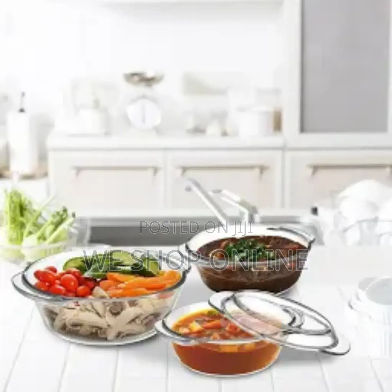 Signature 3-Piece Borosilicate Glass Casserole Set With Lids