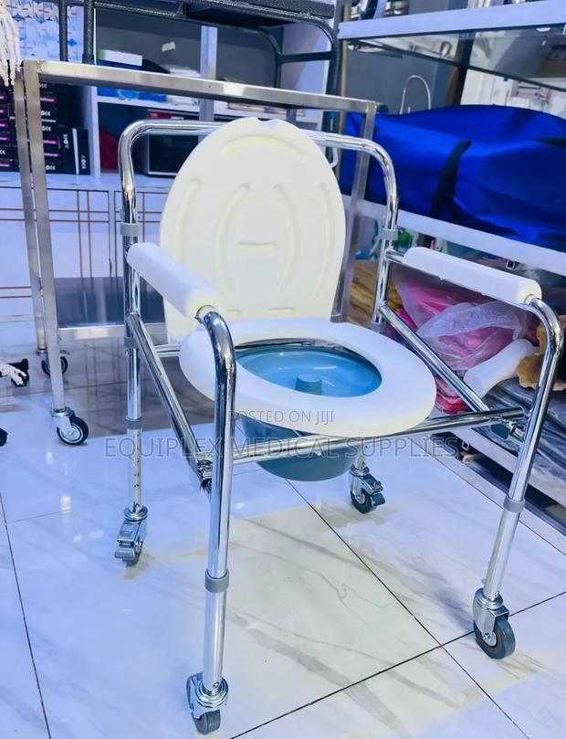 New Commode Chair With Wheels (Stainless Steel)