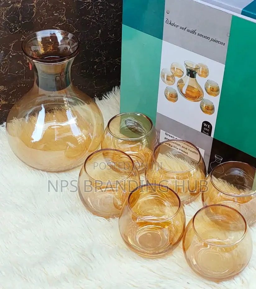Golden Wine Decanter Set 1 Decanter, 6 Glasses PHN