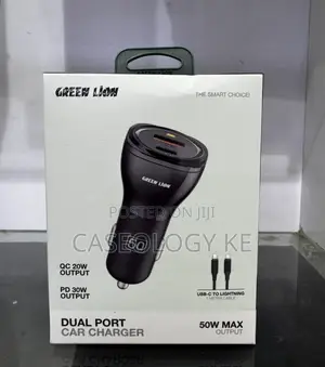 Dual Port 50w Car Charger With Lightning Cable