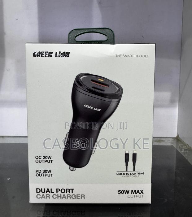 Dual Port 50w Car Charger With Lightning Cable