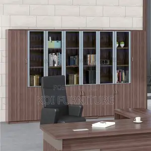 Office Cabinets; 3 Doors Brown Executive Wooden Office Cabinet