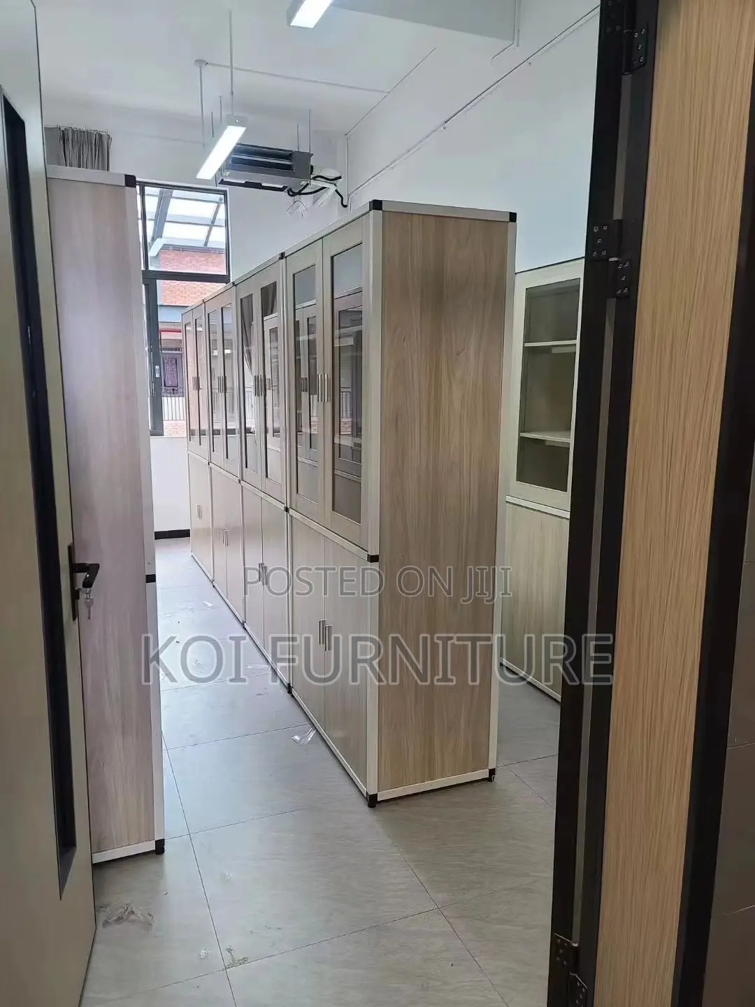 Office Cabinets; 3 Doors Brown Executive Wooden Office Cabinet