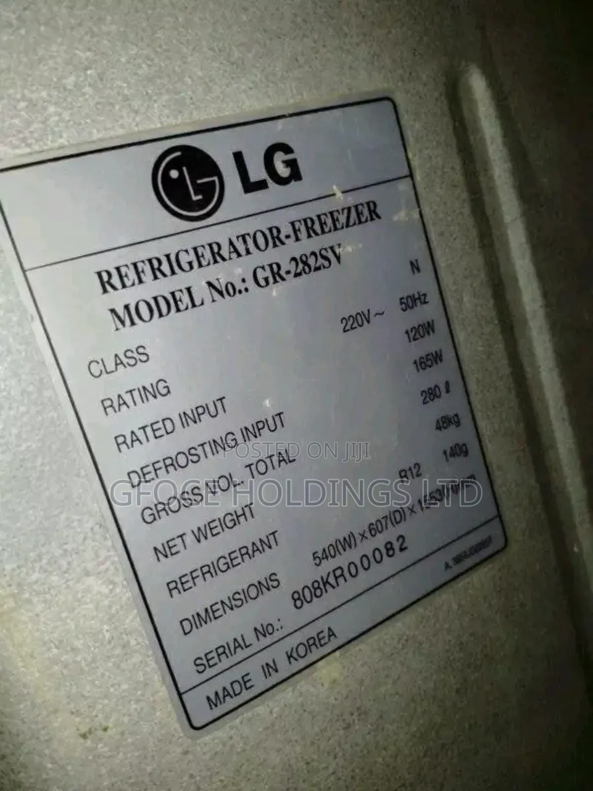 Lg Gr-282v 280l Defrost Fridge
