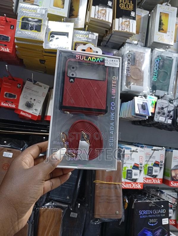 Sulada Brand Leather Case for a Samsung Galaxy Z Flip Phone, Shoulder - main view