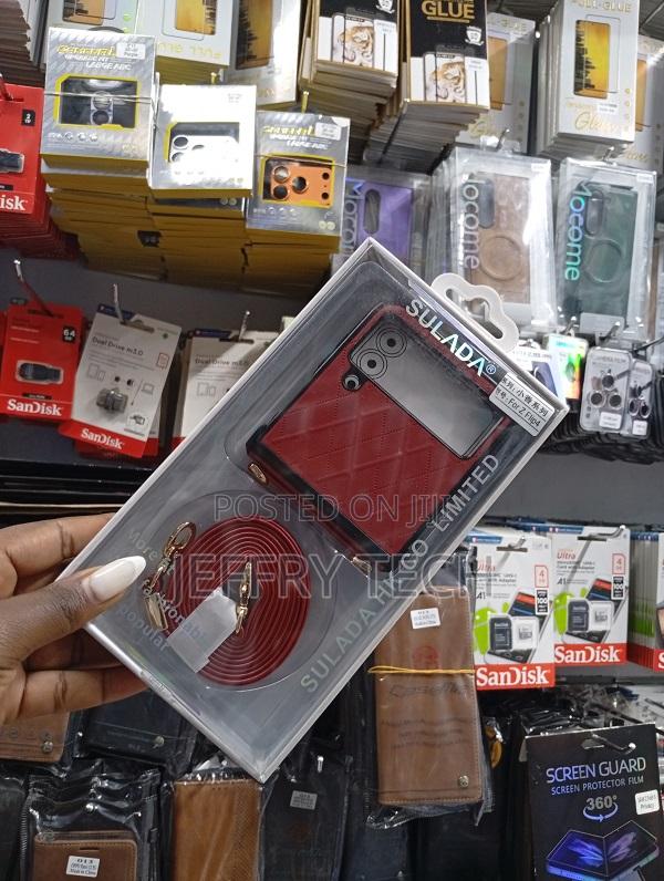Sulada Brand Leather Case for a Samsung Galaxy Z Flip Phone, Shoulder - thumbnail 2