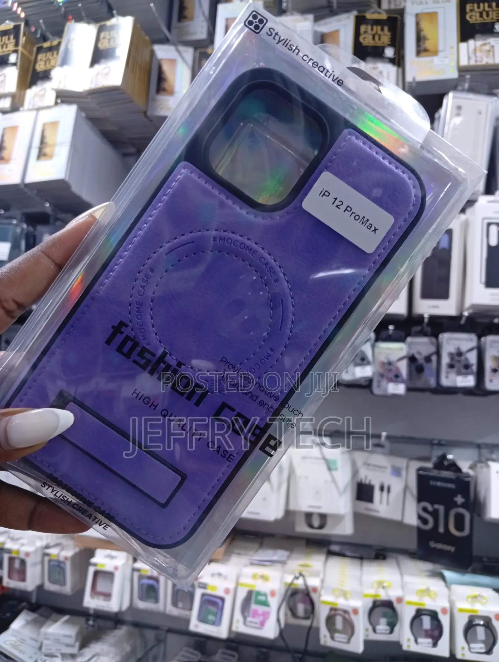 Purple Leather Magnetic Stand Phone Case for the iPhone 12 Pro Max.