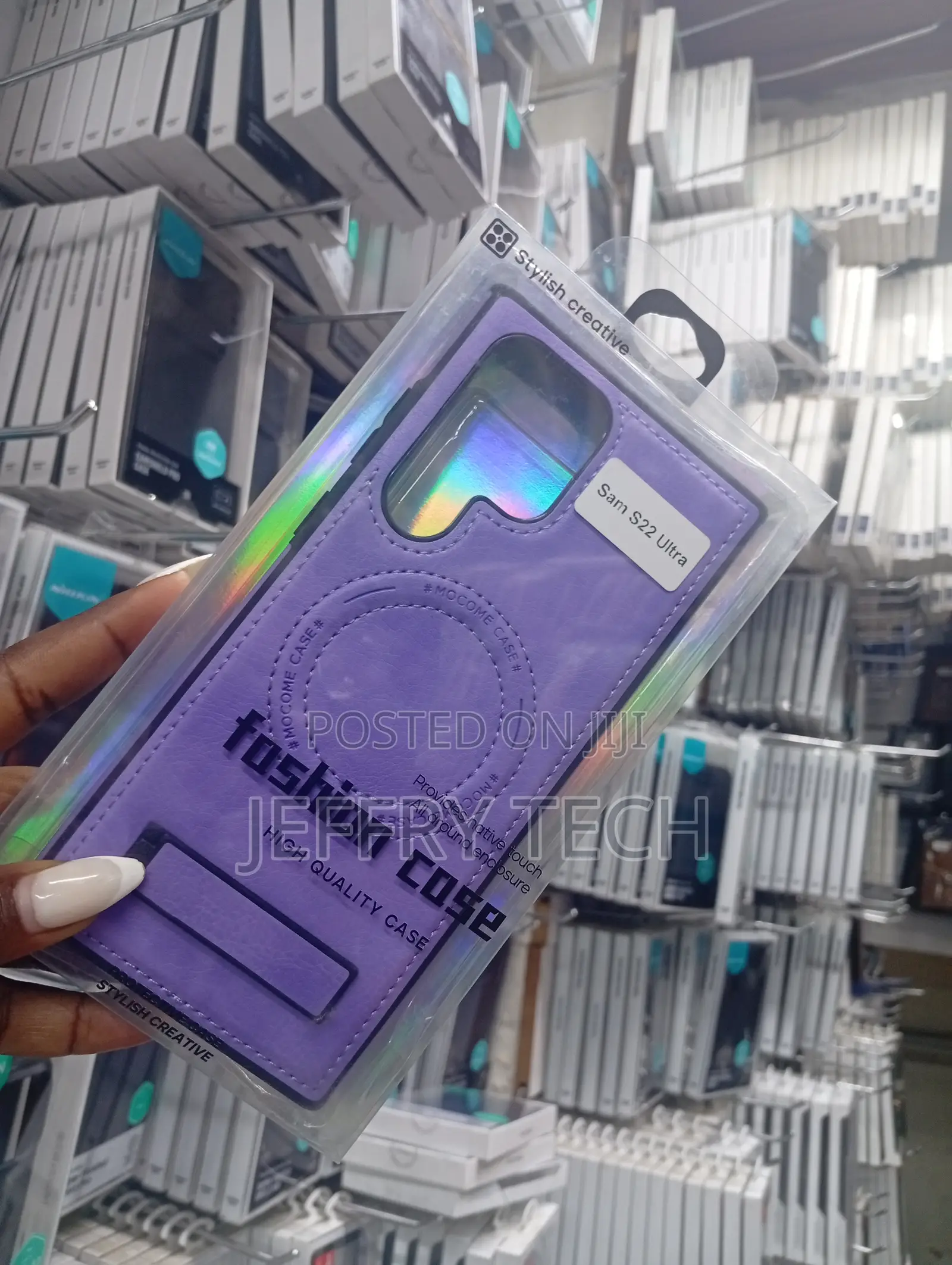Purple Leather Magnetic Case Designed for the Samsung Galaxy S22 Ultra