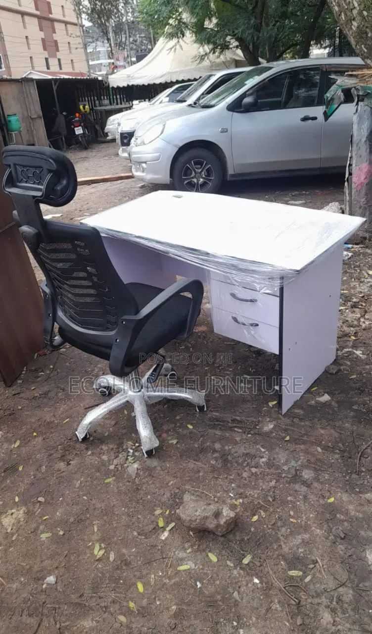 Study Desk and High Midback Headrest Office Chair