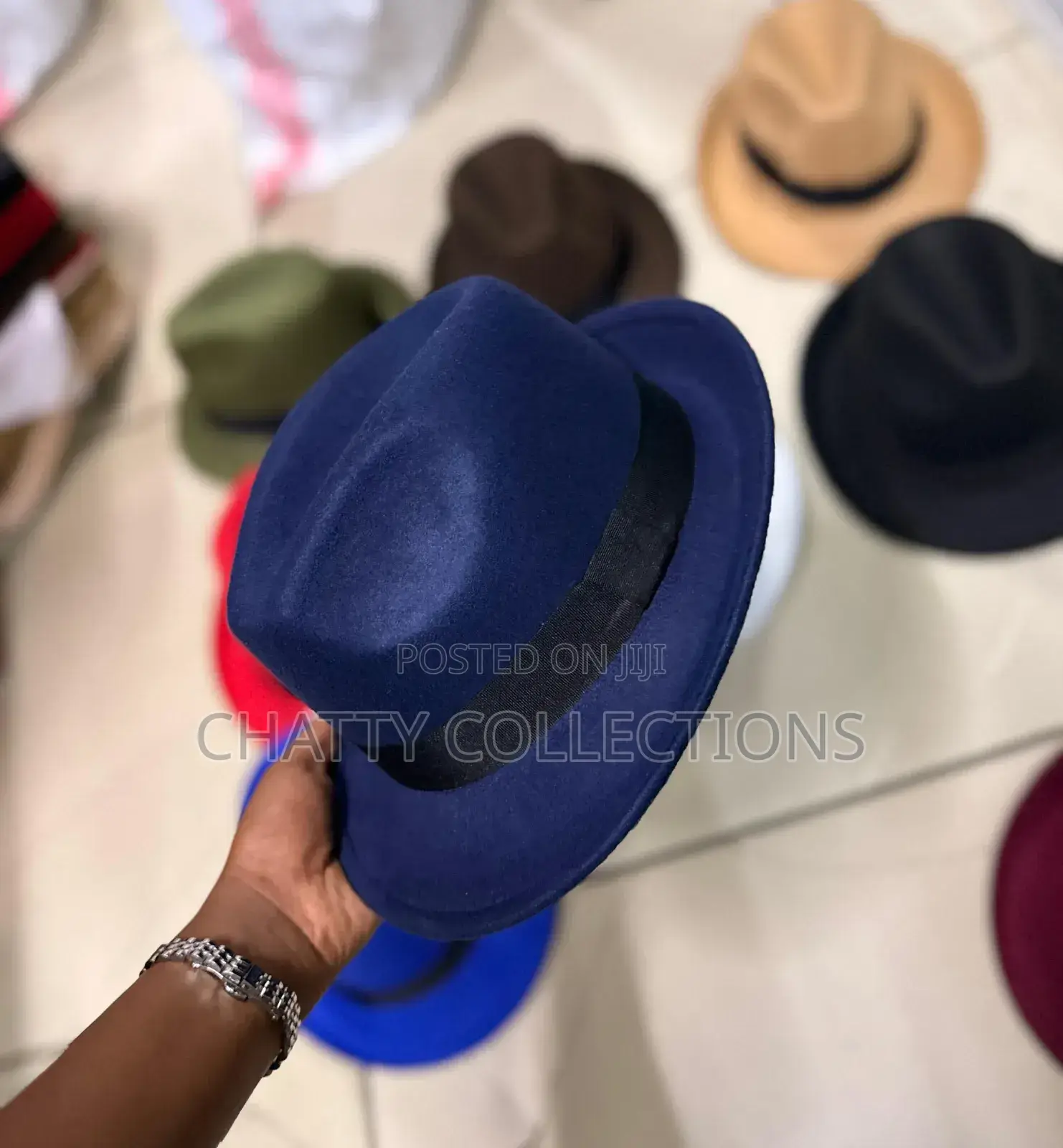 Navy Blue Small Brim Fedora Hats for Adults and Kids