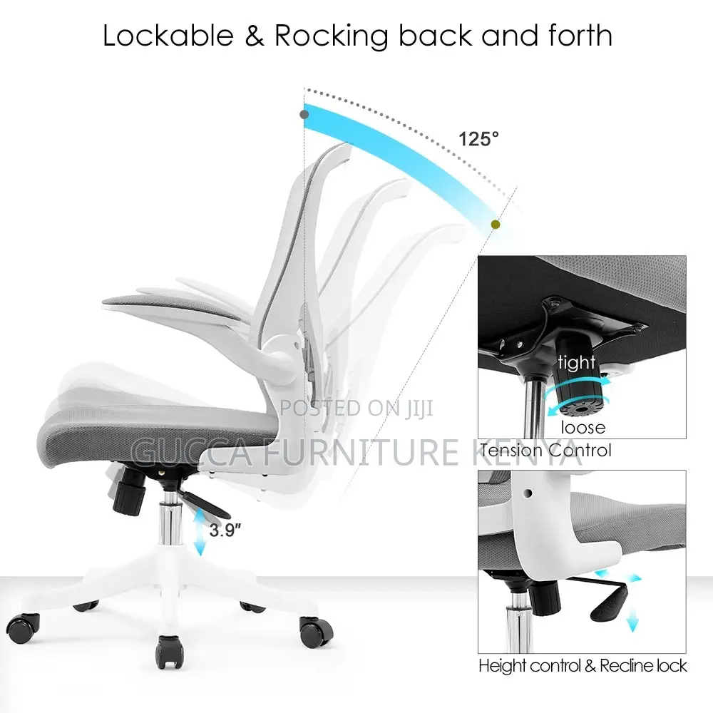 Ergonomic Mid Back Mesh Seat With Armrest