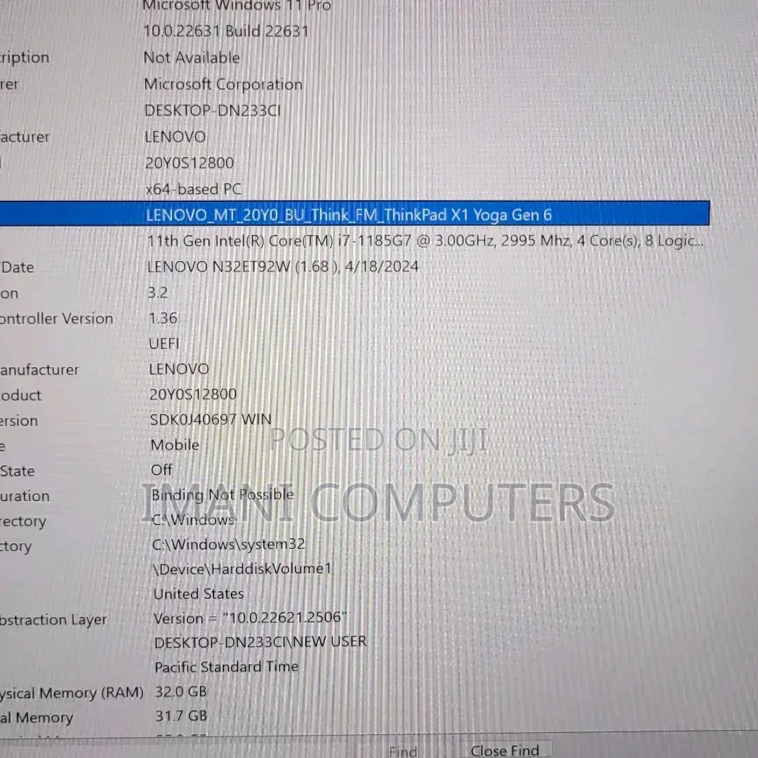 New Laptop Lenovo Thinkpad X1 Yoga 32GB Intel Core i7 SSD 1T