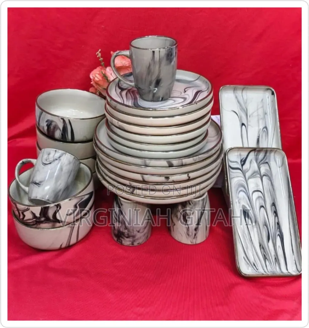 26pcs Marble Brown Dinner Set